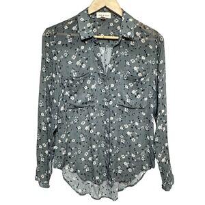 Cloth & Stone Sheer Floral Long Sleeve Button Up Shirt Women's XS Lightweight